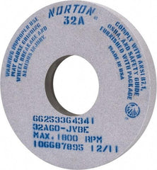 Norton - 14" Diam x 5" Hole x 1-1/2" Thick, J Hardness, 60 Grit Surface Grinding Wheel - Aluminum Oxide, Type 1, Medium Grade, 1,800 Max RPM, Vitrified Bond - Benchmark Tooling