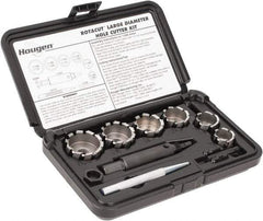 Hougen - 9 Piece, 7/8 to 1-1/2" Cutter Diam, 1/2" Cutting Depth, High Speed Steel Annular Cutter Set - Bright Finish, 1/2" Shank Diam, 7/8, 1, 1-1/8, 1-1/4, 1-3/8, 1-1/2" Cutter Diams - Benchmark Tooling