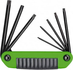Eklind - 8 Piece T8 to T40 Steel Fold-Up Torx Key Set - T8, T10, T15, T20, T25, T27, T30, T40 Torx Size - Benchmark Tooling