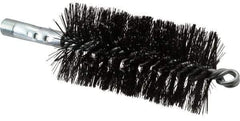 Schaefer Brush - 4-1/2" Brush Length, 2-1/4" Diam, Double Stem, Double Spiral Tube Brush - 7-1/2" Long, Tempered Steel Wire, 1/4" NPT Male Connection - Benchmark Tooling