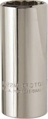Proto - 3/8" Drive, Deep Hand Socket - 12 Points, 2-3/4" OAL, Chrome Vanadium, Chrome Finish - Benchmark Tooling