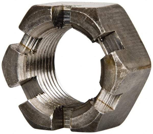 Value Collection - 7/8-14 UNF Grade 2 Steel Slotted Locknut - 1-5/16" Width Across Flats, 3/4" High, Uncoated - Benchmark Tooling