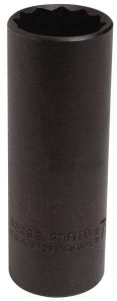 Proto - 7/8", 1/2" Drive, Deep Hand Socket - 12 Points, 3-1/4" OAL, Alloy Steel, Black Finish - Benchmark Tooling