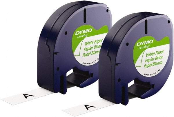 Dymo - 1/2" Wide x 156" Long, Black on White Paper Label Printer Cartridge - For DYMO Letratag Printers - Benchmark Tooling