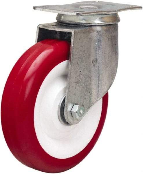 Hamilton - 5" Diam x 1-3/8" Wide x 6-1/16" OAH Top Plate Mount Swivel Caster - Polyurethane Mold on Polypropylene, 325 Lb Capacity, Sealed Precision Ball Bearing, 2-1/2 x 3-3/4" Plate - Benchmark Tooling