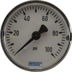 Wika - 2" Dial, 1/4 Thread, 0-100 Scale Range, Pressure Gauge - Center Back Connection Mount, Accurate to 3-2-3% of Scale - Benchmark Tooling