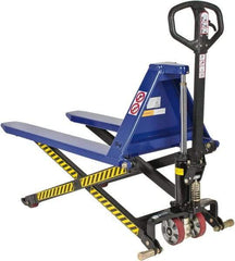 Value Collection - 2,200 Lb Capacity, 31-1/2" Lift Portable Skid Lifter - 3-1/2" Min Lift Height, 43" Fork Length x 27" Fork Width, 27" Overall Width - Benchmark Tooling