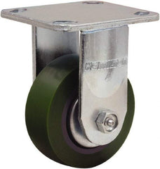 Hamilton - 4" Diam x 1-1/2" Wide x 5-5/8" OAH Top Plate Mount Rigid Caster - Polyurethane Mold onto Cast Iron Center, 675 Lb Capacity, Straight Roller Bearing, 4 x 4-1/2" Plate - Benchmark Tooling
