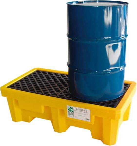 UltraTech - 66 Gal Sump, 3,000 Lb Capacity, 2 Drum, Polyethylene Spill Deck or Pallet - 53" Long x 29" Wide x 17" High, Liftable Fork, Drain Included, Inline Drum Configuration - Benchmark Tooling