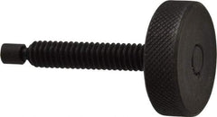 Gibraltar - 1/4-20 Knurled Shoulderless Swivel Pad Tip Steel Thumb Screw - 1-13/16" OAL, 1" Head Diam x 5/16" Head Height, Black Oxide Finish - Benchmark Tooling