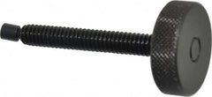 Gibraltar - 1/4-20 Knurled Shoulderless Swivel Pad Tip Steel Thumb Screw - 2-5/16" OAL, 1" Head Diam x 5/16" Head Height, Black Oxide Finish - Benchmark Tooling