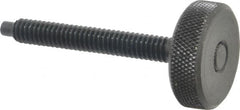 Gibraltar - 1/4-20 Knurled Shoulderless Dog Point Tip Grade 12L14 Steel Thumb Screw - 2-5/16" OAL, 1" Head Diam x 5/16" Head Height, Black Oxide Finish - Benchmark Tooling