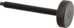 Gibraltar - 1/4-20 Knurled Shoulderless Dog Point Tip Grade 12L14 Steel Thumb Screw - 2-13/16" OAL, 1" Head Diam x 5/16" Head Height, Black Oxide Finish - Benchmark Tooling