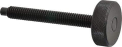 Gibraltar - 3/8-16 Knurled Shoulderless Dog Point Tip Grade 12L14 Steel Thumb Screw - 3-7/16" OAL, 1-1/4" Head Diam x 7/16" Head Height, Black Oxide Finish - Benchmark Tooling