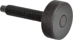 Gibraltar - 3/8-16 Knurled Shoulderless Dog Point Tip Grade 12L14 Steel Thumb Screw - 2-1/2" OAL, 1-1/4" Head Diam x 7/16" Head Height, Black Oxide Finish - Benchmark Tooling