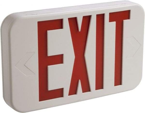 Cooper Lighting - 1 and 2 Face, 3 Watt, White, Thermoplastic, LED, Illuminated Exit Sign - 120/277 VAC, Nickel Cadmium, Ceiling Mounted, End Mounted, Wall Mounted, 11-11/16 Inch Long x 1-3/4 Inch Wide x 7-1/2 Inch High - Benchmark Tooling