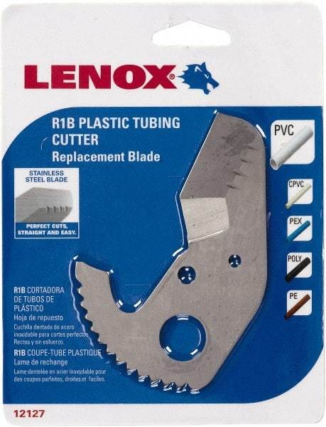 Lenox - Cutter Replacement Blade - Use with Lenox: 12123R1, Cuts PVC, CPVC, Pex, Polyethylene and Rubber Hose - Benchmark Tooling