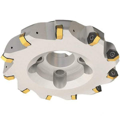Iscar - 100mm Cut Diam, 32mm Arbor Hole, 3.5mm Max Depth of Cut, 30° Indexable Chamfer & Angle Face Mill - 7 Inserts, H600 WXCU 08 Insert, Right Hand Cut, 7 Flutes, Through Coolant, Series Helido - Benchmark Tooling