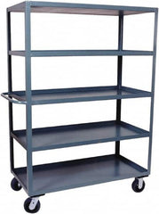 Jamco - 3,000 Lb Capacity, 5 Shelf, Steel Stock Truck - 24" Long x 36" Wide x 68" High, 6" Diam Phenolic Wheels - Benchmark Tooling