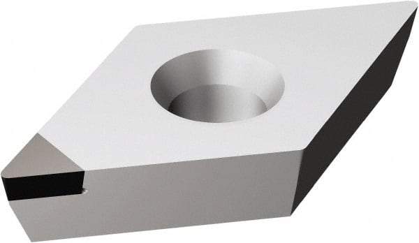 Sandvik Coromant - DCMW32.52 FP Grade CD10 Carbide Turning Insert - Uncoated, 55° Diamond, 3/8" Inscr Circle, 5/32" Thick, 1/32" Corner Radius - Benchmark Tooling