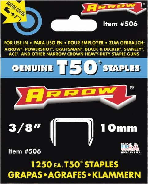 Arrow - 3/8" Wide High Carbon Steel Heavy-Duty Staples - 3/8" Leg Length - Benchmark Tooling