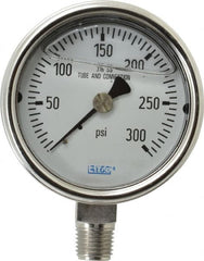 Wika - 2-1/2" Dial, 1/4 Thread, 0-300 Scale Range, Pressure Gauge - Lower Connection Mount, Accurate to 2-1-2% of Scale - Benchmark Tooling