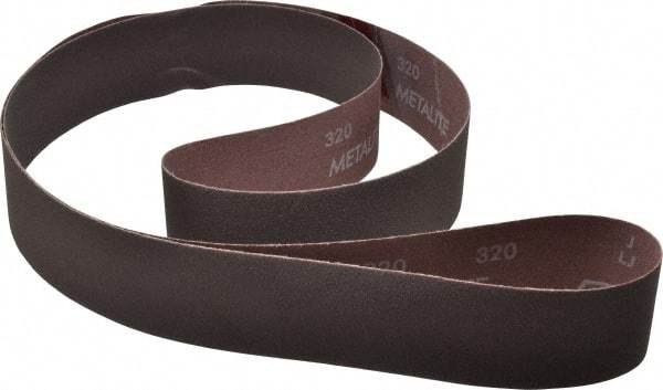 Norton - 2" Wide x 72" OAL, 320 Grit, Aluminum Oxide Abrasive Belt - Aluminum Oxide, Extra Fine, Coated, X Weighted Cloth Backing, Series R228 - Benchmark Tooling