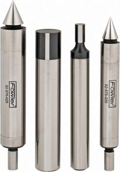 Fowler - 3/8 Inch Shank Diameter, 0.0002 Inch Accuracy, Double, Single End, Edge Finder Set - 0.5 Inch Head Diameter, Conical, Cylindrical Head Type, Includes 4 Attachments, Wooden Case, 4 Pieces - Benchmark Tooling