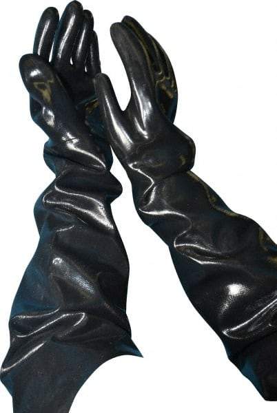 Ansell - Size XL (10), 31" Long, 80 mil Thick, Supported, Neoprene Chemical Resistant Gloves - Smooth Finish, Cotton Lined, Shoulder Length Cuff, ANSI Abrasion Level 3, ANSI Cut Level 2, Black - Benchmark Tooling