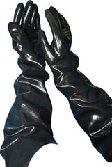 Ansell - Size XL (10), 31" Long, 80 mil Thick, Supported, Neoprene Chemical Resistant Gloves - Smooth Finish, Cotton Lined, Shoulder Length Cuff, ANSI Abrasion Level 3, ANSI Cut Level 2, Black - Benchmark Tooling