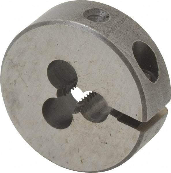 Cle-Line - #8-32 UNC Thread, 1" Outside Diam Carbon Steel Round Die - 3/8" Thick, Right Hand Thread, Adjustable - Exact Industrial Supply