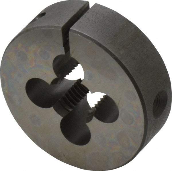 Cle-Line - 7/16-20 UNF Thread, 1-1/2" Outside Diam Carbon Steel Round Die - 2" Thick, Right Hand Thread, Adjustable - Exact Industrial Supply