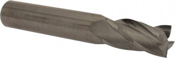 Hertel - 9/16", 1-1/8" LOC, 9/16" Shank Diam, 3-1/2" OAL, 4 Flute, Solid Carbide Square End Mill - Single End, Uncoated, Spiral Flute, 30° Helix, Centercutting, Right Hand Cut, Right Hand Flute - Benchmark Tooling
