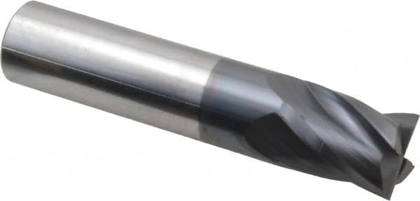 Hertel - 5/8", 3/4" LOC, 5/8" Shank Diam, 3" OAL, 4 Flute, Solid Carbide Square End Mill - Single End, AlTiN Finish, Spiral Flute, 30° Helix, Centercutting, Right Hand Cut, Right Hand Flute - Benchmark Tooling