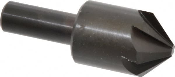 Hertel - 1" Head Diam, 1/2" Shank Diam, 6 Flute 90° High Speed Steel Countersink - 2-3/4" OAL, Straight Shank - Benchmark Tooling