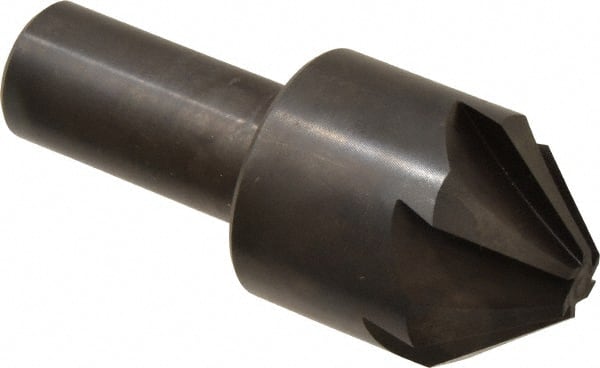 Hertel - 1-3/4" Head Diam, 1" Shank Diam, 6 Flute 82° High Speed Steel Countersink - Benchmark Tooling