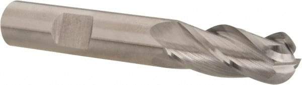 Hertel - 10mm Diam, 1" LOC, 4 Flute Cobalt Ball End Mill - Uncoated, Single End, 2-11/16" OAL, 3/8" Shank Diam - Benchmark Tooling