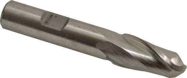 Hertel - 14mm Diam, 1-1/8" LOC, 2 Flute Cobalt Ball End Mill - Uncoated, Single End, 3-1/8" OAL, 1/2" Shank Diam - Benchmark Tooling