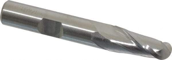 Hertel - 10mm Diam, 13/16" LOC, 2 Flute Cobalt Ball End Mill - Uncoated, Single End, 2-1/2" OAL, 3/8" Shank Diam - Benchmark Tooling