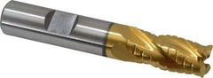 Hertel - 1/2" Diam, 1" LOC, 4 Flute Cobalt Roughing & Finishing Square End Mill - TiN Finish, 3" OAL, 1/2" Shank Diam, Weldon Shank, Centercutting - Benchmark Tooling