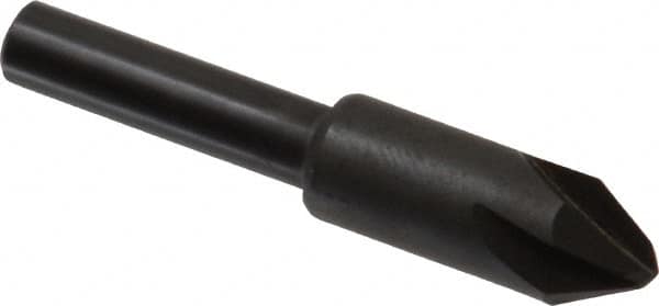 Hertel - 3/8" Head Diam, 1/4" Shank Diam, 4 Flute 60° High Speed Steel Countersink - 1-3/4" OAL, Straight Shank - Benchmark Tooling