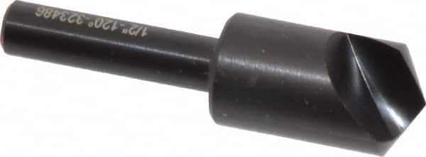 Hertel - 1/2" Head Diam, 1/4" Shank Diam, 1 Flute 120° High Speed Steel Countersink - Benchmark Tooling