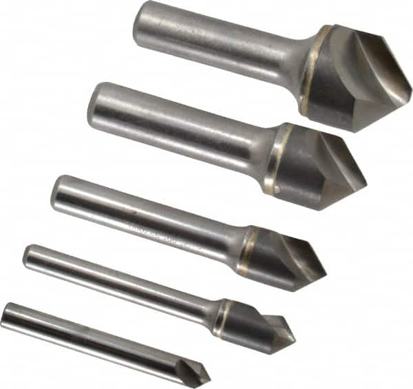 Hertel - 5 Piece, 1/4 to 1" Head Diam, 90° Included Angle, Countersink Set - Benchmark Tooling