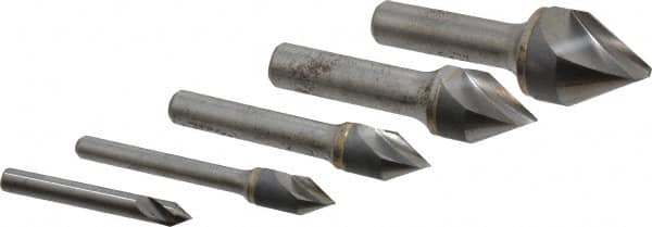 Hertel - 5 Piece, 1/4 to 1" Head Diam, 60° Included Angle, Countersink Set - Benchmark Tooling