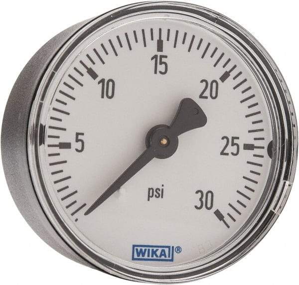 Wika - 2" Dial, 1/4 Thread, 0-30 Scale Range, Pressure Gauge - Center Back Connection Mount, Accurate to 3-2-3% of Scale - Benchmark Tooling