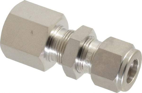 Ham-Let - 1/2" OD, Grade 316Stainless Steel Bulkhead Female Connector - Comp x FNPT Ends - Benchmark Tooling