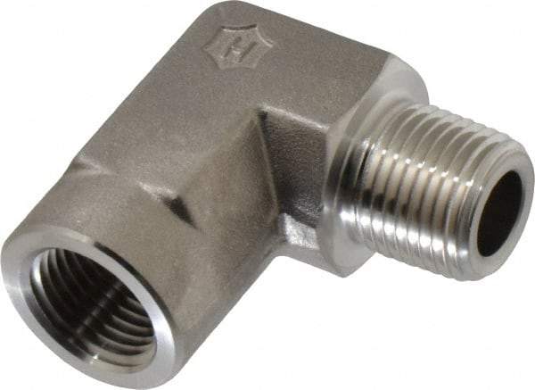 Ham-Let - 1/2" Grade 316 Stainless Steel Pipe 90° Street Elbow - FNPT x MNPT End Connections, 4,600 psi - Benchmark Tooling