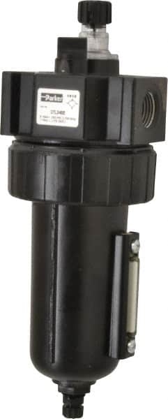Parker - 1/2" NPT, 250 Max psi Standard Mist Lubricator - Metal Bowl with Sight Glass, Zinc Body, 90 CFM, 175°F Max Temp, 3.24" Wide x 9.27" High - Benchmark Tooling