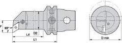 Kennametal - Right Hand Cut, Size KM63, DN.. Insert Compatiblity, Internal Modular Turning & Profiling Cutting Unit Head - 27mm Ctr to Cutting Edge, 140mm Head Length, Through Coolant, Series Kenlever - Benchmark Tooling