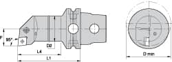 Kennametal - Right Hand Cut, Size KM63, CN.. Insert Compatiblity, Internal Modular Turning & Profiling Cutting Unit Head - 22mm Ctr to Cutting Edge, 140mm Head Length, Through Coolant, Series Kenlever - Benchmark Tooling